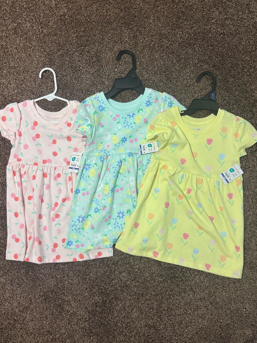 Garanimals Girls Pink, Blue & Yellow Floral Casual Dresses - 3 Pack